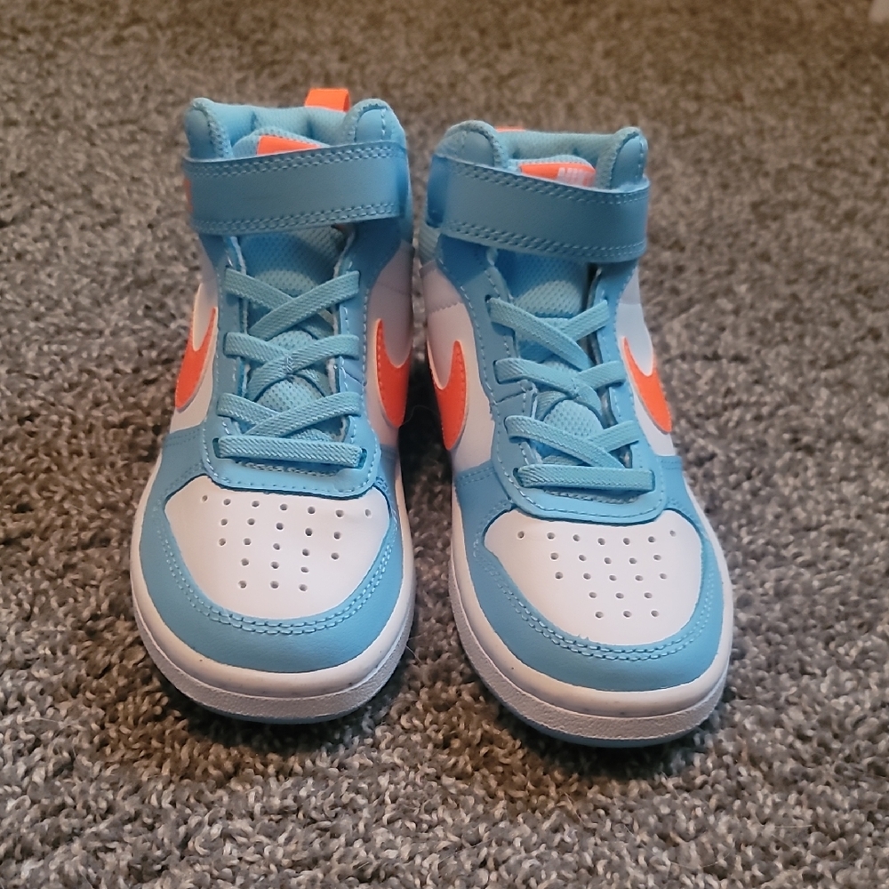 Nike Kids Sky Blue and Neon Orange Sneakers